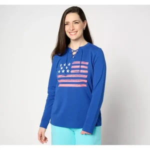 Fashion<Active Americana Flag French Terry Sweatshirt - a world of fashionable women's clothing, including a wide selection of dresses and trendy accessories.