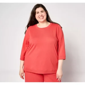 Fashion<Active French Terry 3/4 Sleeve Pullover - a world of fashionable women's clothing, including a wide selection of dresses and trendy accessories.