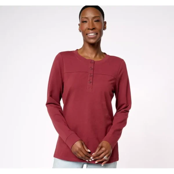 Active French Terry Round Neck Henley Pullover - a world of fashionable women's clothing, including a wide selection of dresses and trendy accessories.> Hat