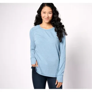 Fashion<Active Jersey Striped Coverstitch Long Sleeve Top - a world of fashionable women's clothing, including a wide selection of dresses and trendy accessories.