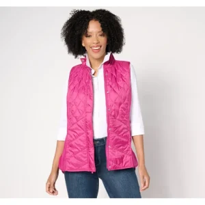 Fashion<Active Knit /Woven Mix Quilted Vest - a world of fashionable women's clothing, including a wide selection of dresses and trendy accessories.