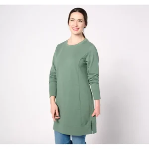 Fashion<Active Petite French Terry Crewneck Tunic - a world of fashionable women's clothing, including a wide selection of dresses and trendy accessories.