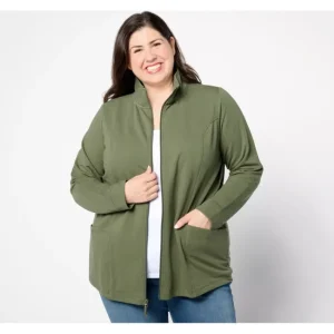 Fashion<Active Petite French Terry Zip-Front Tunic Jacket - a world of fashionable women's clothing, including a wide selection of dresses and trendy accessories.