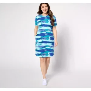 Dresses<Active Petite Printed French Terry T-Shirt Dress - a world of fashionable women's clothing, including a wide selection of dresses and trendy accessories.