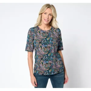 Fashion<Active Printed Jersey Elbow Sleeve Ruched Top - a world of fashionable women's clothing, including a wide selection of dresses and trendy accessories.