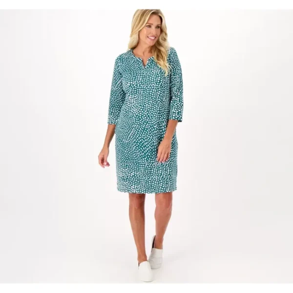Dresses<Active Reg Printed French Terry Dress with Pockets - a world of fashionable women's clothing, including a wide selection of dresses and trendy accessories.