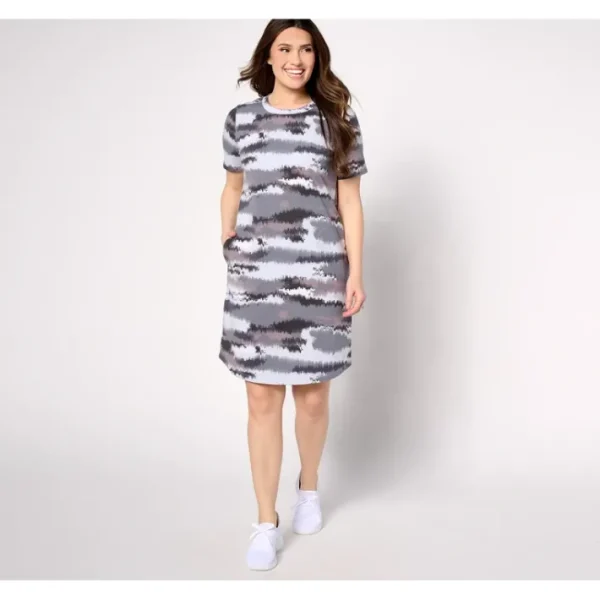 Dresses<Active Reg Printed French Terry T-Shirt Dress - a world of fashionable women's clothing, including a wide selection of dresses and trendy accessories.