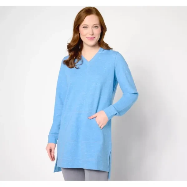 Fashion<Active Regular French Terry Hooded Tunic Pullover - a world of fashionable women's clothing, including a wide selection of dresses and trendy accessories.