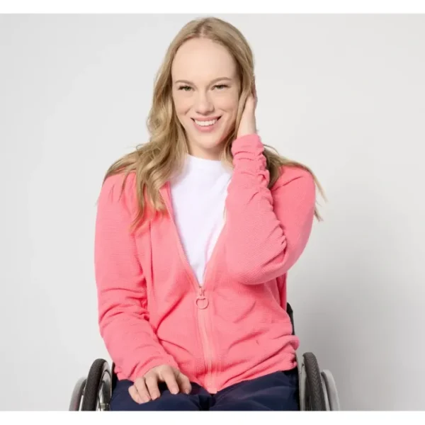 Fashion<Adaptive Active Waffle Knit Magnetic Zip Jacket - a world of fashionable women's clothing, including a wide selection of dresses and trendy accessories.