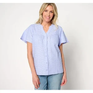 Fashion<Adaptive Allover Embroidered Cotton Blouse - a world of fashionable women's clothing, including a wide selection of dresses and trendy accessories.