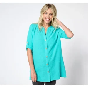 Fashion<Adaptive Beach Gauze Button Up Big Shirt - a world of fashionable women's clothing, including a wide selection of dresses and trendy accessories.