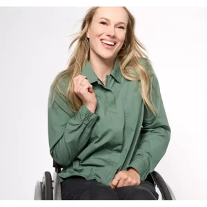 Fashion<Adaptive Collared Shirt with Side Slits - a world of fashionable women's clothing, including a wide selection of dresses and trendy accessories.