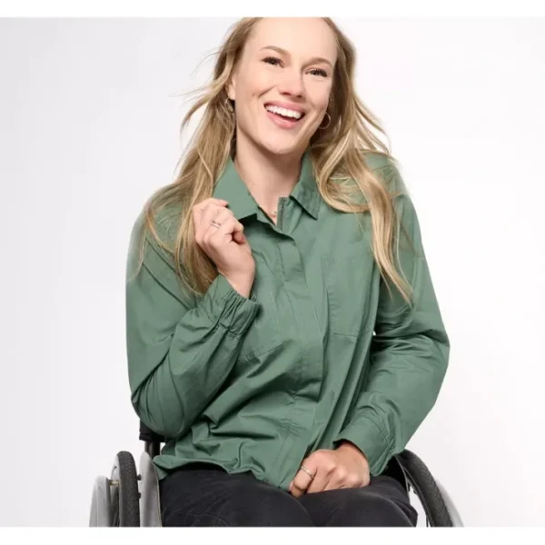 Fashion<Adaptive Collared Shirt with Side Slits - a world of fashionable women's clothing, including a wide selection of dresses and trendy accessories.