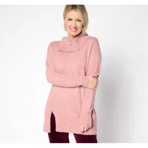 Dresses<Adaptive Cowl Neck Split Side Sweater Tunic - a world of fashionable women's clothing, including a wide selection of dresses and trendy accessories.