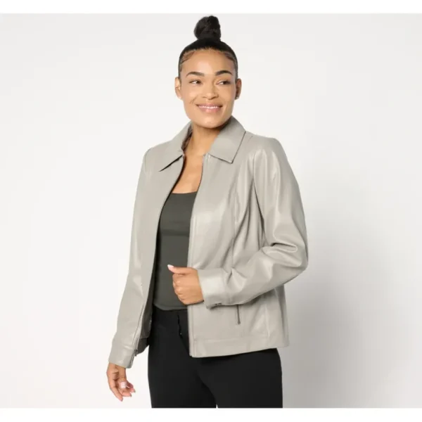Adaptive Faux Leather Magnetic Zip Front Jacket - a world of fashionable women's clothing, including a wide selection of dresses and trendy accessories.> Coats