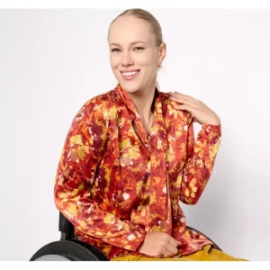 Fashion<Adaptive Floral Printed Blouse with Neck Tie Detail - a world of fashionable women's clothing, including a wide selection of dresses and trendy accessories.