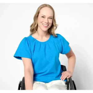 Fashion<Adaptive Knit Round Neck Flutter Sleeve Top w/ Smocking - a world of fashionable women's clothing, including a wide selection of dresses and trendy accessories.