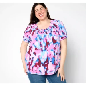 Adaptive Printed Short-Sleeve Blouse - a world of fashionable women's clothing, including a wide selection of dresses and trendy accessories.> Hat