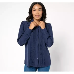 Dresses<Adaptive Ruffle Front Puff Sleeve Top - a world of fashionable women's clothing, including a wide selection of dresses and trendy accessories.
