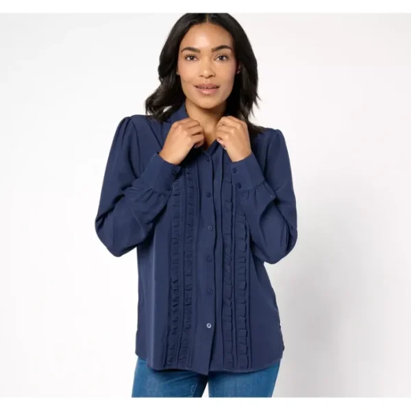 Dresses<Adaptive Ruffle Front Puff Sleeve Top - a world of fashionable women's clothing, including a wide selection of dresses and trendy accessories.