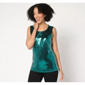 Dresses<Adaptive Sequin Front Scoop Neck Tank Top - a world of fashionable women's clothing, including a wide selection of dresses and trendy accessories.