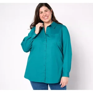 Fashion<Adaptive Signature Poplin Button Down Tunic - a world of fashionable women's clothing, including a wide selection of dresses and trendy accessories.