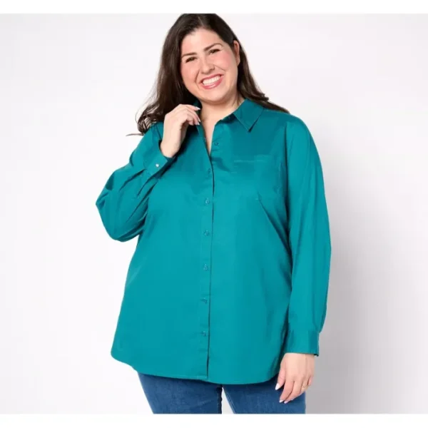 Fashion<Adaptive Signature Poplin Button Down Tunic - a world of fashionable women's clothing, including a wide selection of dresses and trendy accessories.