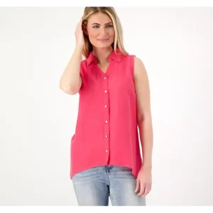Fashion<Air Drape Linen Shirt with Novelty Buttons - a world of fashionable women's clothing, including a wide selection of dresses and trendy accessories.