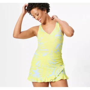 Dresses<AmberNoon II by Dr. Erum Ilyas UPF 50 Palm Leaf Printed Wrap Swim Dress - a world of fashionable women's clothing, including a wide selection of dresses and trendy accessories.