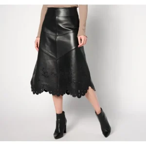 American Leather Co. Regular Leather Midi Skirt with Scalloped Hem - a world of fashionable women's clothing, including a wide selection of dresses and trendy accessories.> Hat