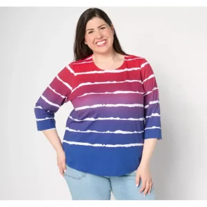 Americana Favorite Jersey Ombre Striped 3/4 Sleeve Top - a world of fashionable women's clothing, including a wide selection of dresses and trendy accessories.> Hat