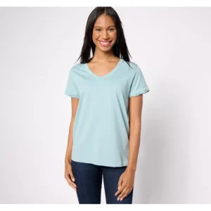 Fashion<AnyBody Basic Short Sleeve V-Neck T-Shirt - a world of fashionable women's clothing, including a wide selection of dresses and trendy accessories.