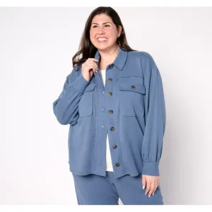 Fashion<AnyBody Brushed French Terry Shacket with Pockets - a world of fashionable women's clothing, including a wide selection of dresses and trendy accessories.