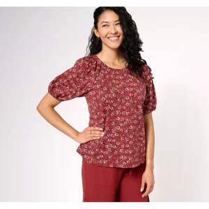 AnyBody Cozy Knit Jersey Puff Sleeve Top - a world of fashionable women's clothing, including a wide selection of dresses and trendy accessories.> Hat