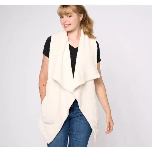 AnyBody Drape Front Cable Plush Fleece Vest - a world of fashionable women's clothing, including a wide selection of dresses and trendy accessories.> Coats