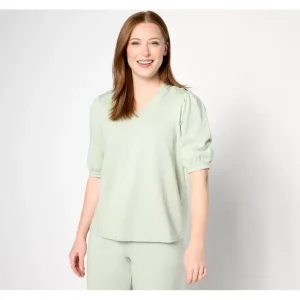 Dresses<AnyBody Lounge Cozy Knit Puff-Sleeve Hooded Top - a world of fashionable women's clothing, including a wide selection of dresses and trendy accessories.