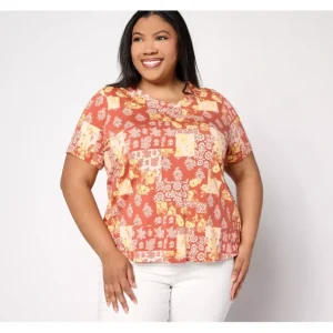 AnyBody Lounge Cozy Knit Short-Sleeve Printed Tee - a world of fashionable women's clothing, including a wide selection of dresses and trendy accessories.> Hat