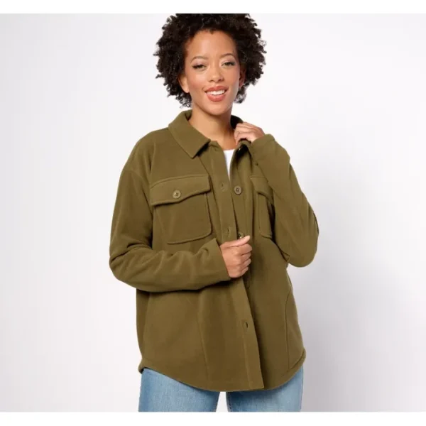 Shop All<Anybody Lounge Polar Fleece Button Front Shacket - a world of fashionable women's clothing, including a wide selection of dresses and trendy accessories.