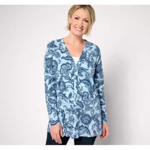 AnyBody Lounge Regular Cozy Knit Printed Cardigan - a world of fashionable women's clothing, including a wide selection of dresses and trendy accessories.> Hat