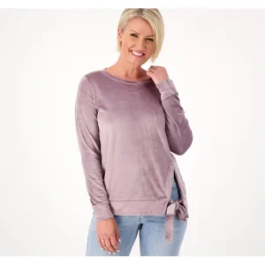 AnyBody Matte Velour Top with Side Detail - a world of fashionable women's clothing, including a wide selection of dresses and trendy accessories.> Hat