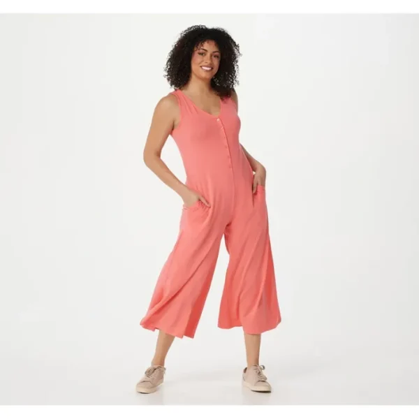 Fashion<AnyBody Petite Cozy Knit Luxe Button Down Sleeveless Jumpsuit - a world of fashionable women's clothing, including a wide selection of dresses and trendy accessories.