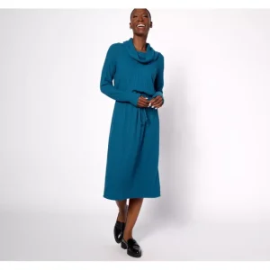 Dresses<AnyBody Petite Rib Knit Cowl Neck Dress - a world of fashionable women's clothing, including a wide selection of dresses and trendy accessories.