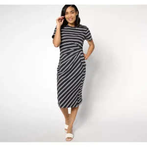 AnyBody Petite Tossed Stripe Cotton Knit Midi Dress - a world of fashionable women's clothing, including a wide selection of dresses and trendy accessories.> Hat