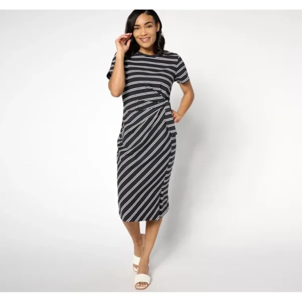 AnyBody Petite Tossed Stripe Cotton Knit Midi Dress - a world of fashionable women's clothing, including a wide selection of dresses and trendy accessories.> Hat