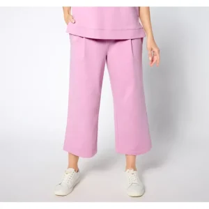 Fashion<AnyBody Petite Washed French Terry Cropped Wide Leg Pant - a world of fashionable women's clothing, including a wide selection of dresses and trendy accessories.