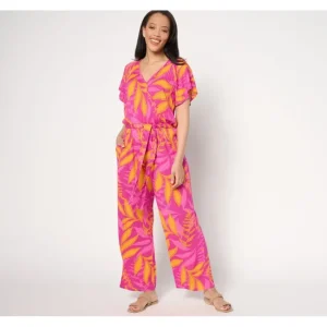Fashion<AnyBody Petite Wide Leg Faux Wrap Vacation Jumpsuit - a world of fashionable women's clothing, including a wide selection of dresses and trendy accessories.
