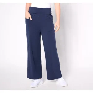 AnyBody Regular Cozy Knit Wide Leg Pant with Foldover Waist - a world of fashionable women's clothing, including a wide selection of dresses and trendy accessories.> Hat