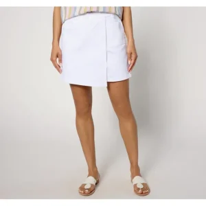 AnyBody Regular Faux Wrap Pull-On Denim Skirt - a world of fashionable women's clothing, including a wide selection of dresses and trendy accessories.> Dresses
