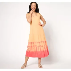 Dresses<AnyBody Regular Printed Slub Knit Shibori Dress - a world of fashionable women's clothing, including a wide selection of dresses and trendy accessories.