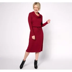 Dresses<AnyBody Regular Rib Knit Cowl-Neck Dress - a world of fashionable women's clothing, including a wide selection of dresses and trendy accessories.
